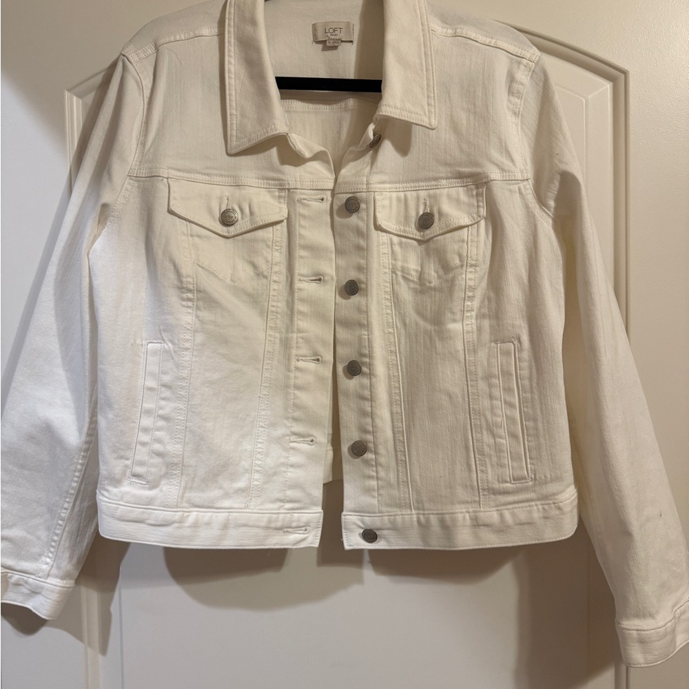 LOFT White Denim Jean Jacket - Classic Button-Front
